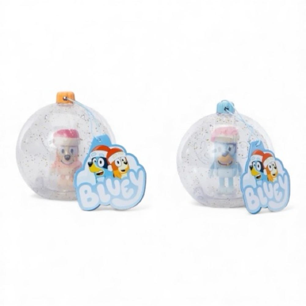 Bluey & Bingo Christmas Sparkle Ornament Toy Figures - Set Of 2 - Disney